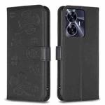 For Realme C55 Four-leaf Embossed Leather Phone Case(Black)