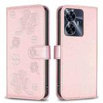 For Realme C55 Four-leaf Embossed Leather Phone Case(Pink)