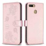 For OPPO A7 Four-leaf Embossed Leather Phone Case(Pink)
