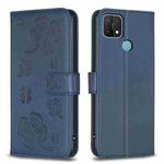 For OPPO A15 Four-leaf Embossed Leather Phone Case(Blue)