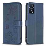 For OPPO A16 / A16s / A54s Four-leaf Embossed Leather Phone Case(Blue)