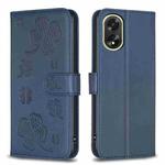 For OPPO A38 / A18 4G Four-leaf Embossed Leather Phone Case(Blue)