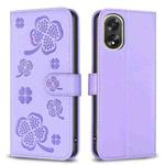 For OPPO A38 / A18 4G Four-leaf Embossed Leather Phone Case(Purple)
