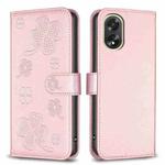 For OPPO A38 / A18 4G Four-leaf Embossed Leather Phone Case(Pink)