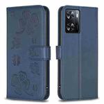 For OPPO A57 4G Four-leaf Embossed Leather Phone Case(Blue)