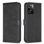 For OPPO A57 4G Four-leaf Embossed Leather Phone Case(Black)