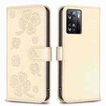 For OPPO A57 4G Four-leaf Embossed Leather Phone Case(Gold)