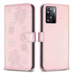 For OPPO A57 4G Four-leaf Embossed Leather Phone Case(Pink)