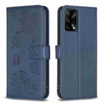For OPPO A74 4G / F19 4G Four-leaf Embossed Leather Phone Case(Blue)