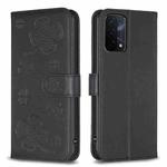 For OPPO A74 5G / A93 5G / A54 5G Four-leaf Embossed Leather Phone Case(Black)