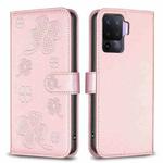 For OPPO A76 5G / A36 4G Four-leaf Embossed Leather Phone Case(Pink)