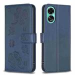 For OPPO A78 4G Four-leaf Embossed Leather Phone Case(Blue)