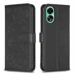 For OPPO A78 4G Four-leaf Embossed Leather Phone Case(Black)