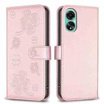 For OPPO A78 4G Four-leaf Embossed Leather Phone Case(Pink)