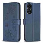 For OPPO A78 5G Four-leaf Embossed Leather Phone Case(Blue)