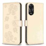 For OPPO A78 5G Four-leaf Embossed Leather Phone Case(Gold)