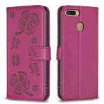 For OPPO A92 / A72 / A52 Four-leaf Embossed Leather Phone Case(Rose Red)