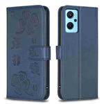 For OPPO A94 4G / Reno5 F / F19 Pro Four-leaf Embossed Leather Phone Case(Blue)