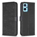 For OPPO A94 4G / Reno5 F / F19 Pro Four-leaf Embossed Leather Phone Case(Black)