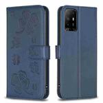 For OPPO A94 5G / Reno5 Z / F19 Pro+ Four-leaf Embossed Leather Phone Case(Blue)