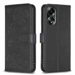 For OPPO A98 5G Four-leaf Embossed Leather Phone Case(Black)