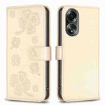 For OPPO A98 5G Four-leaf Embossed Leather Phone Case(Gold)