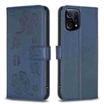 For OPPO Find X5 Four-leaf Embossed Leather Phone Case(Blue)