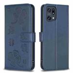 For OPPO Find X5 Pro Four-leaf Embossed Leather Phone Case(Blue)