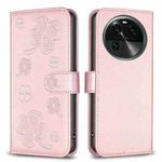 For OPPO Find X6 Four-leaf Embossed Leather Phone Case(Pink)