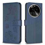 For OPPO Find X6 Pro Four-leaf Embossed Leather Phone Case(Blue)
