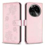 For OPPO Find X6 Pro Four-leaf Embossed Leather Phone Case(Pink)