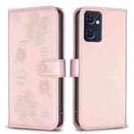 For OPPO Reno7 5G / Find X5 Lite Four-leaf Embossed Leather Phone Case(Pink)