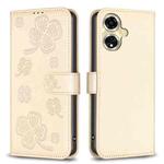 For OPPO A59 5G Four-leaf Embossed Leather Phone Case(Gold)