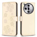 For OPPO Find X7 Four-leaf Embossed Leather Phone Case(Gold)