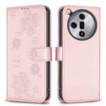 For OPPO Find X7 Four-leaf Embossed Leather Phone Case(Pink)