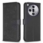 For OPPO Find X7 Ultra Four-leaf Embossed Leather Phone Case(Black)