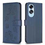 For OPPO A60 Four-leaf Embossed Leather Phone Case(Blue)