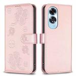 For OPPO A60 Four-leaf Embossed Leather Phone Case(Pink)