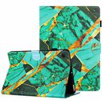 For Lenovo Tab M10 Plus 10.6 3rd Gen Marble Pattern Stitching Smart Leather Tablet Case(Gold Green)