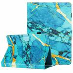 For 10 inch Universal Marble Pattern Stitching Leather Tablet Case(Gold Blue)