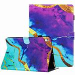 For Samsung Galaxy Tab S6 Lite P610 Marble Pattern Stitching Smart Leather Tablet Case(Purple Blue)