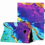 For Samsung Galaxy Tab A 10.1 T580 Marble Pattern Stitching Smart Leather Tablet Case(Purple Blue)