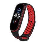For Xiaomi Mi Band 5 Two-tone Silicone Breathable Watch Band(Black Red)