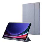 For Samsung Galaxy Tab S9 FE+ 3-Fold Pure Color TPU Leather Tablet Case with Pen Slot(Lavender)