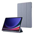 For Samsung Galaxy Tab S10 FE+ 3-Fold Pure Color TPU Leather Tablet Case with Pen Slot(Lavender)