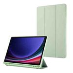For Samsung Galaxy Tab S10 FE+ 3-Fold Pure Color TPU Leather Tablet Case with Pen Slot(Green)