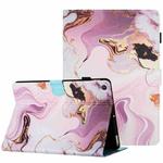 For Amazon Kindle Fire 7 2019 Marble Pattern Stitching Leather Tablet Case(Gold Pink)