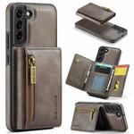 For Samsung Galaxy S22+ DG.MING M5 Series Zip RFID Multi Card Detachable Leather Phone Case(Coffee)