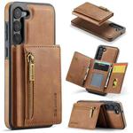 For Samsung Galaxy S23+ DG.MING M5 Series Zip RFID Multi Card Detachable Leather Phone Case(Brown)