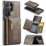 For Samsung Galaxy S22 Ultra DG.MING M5 Series Zip RFID Multi Card Detachable Leather Phone Case(Coffee)